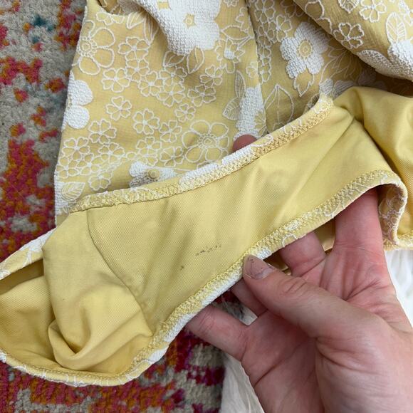 Aerie Yellow Flower Floral Halter Cut Out One Piece Full Coverage Swimsuit XL - Picture 6 of 6